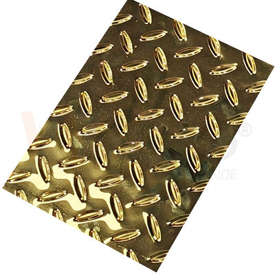 गुणवत्ता  Rice Grain Diamond Embossed Stainless Steel Sheet Anti Skid Plate With Titanium Gold Color फैक्टरी
