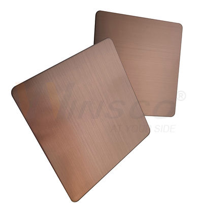 गुणवत्ता  GB 201 304 316 Hairline Stainless Steel Sheet Brown PVD Color Accept Customized फैक्टरी