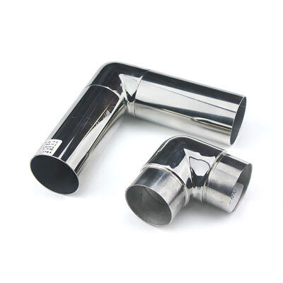 गुणवत्ता  Mirror Polished Stainless Steel 90 Degree Handrail Elbow Connector for Round Tubes फैक्टरी