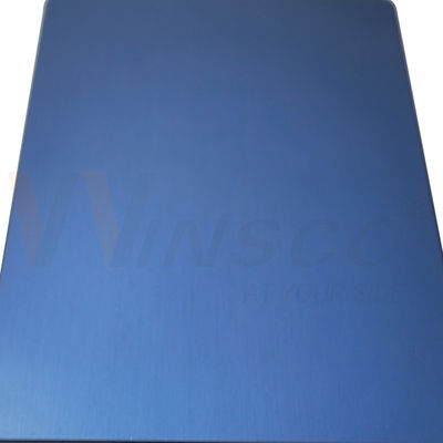 ब्रश किया गया नीला रंग का नीला रंग का स्टेनलेस स्टील मैट शीट 1250mmx2500mm SS 304 साटन मिल एज प्लेट
