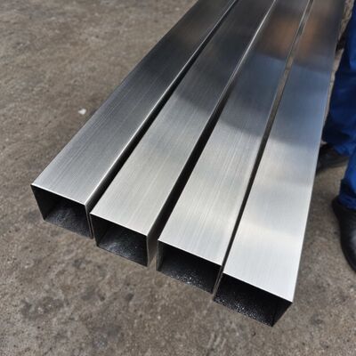 50x50mm साटन ब्रश स्टेनलेस स्टील स्क्वायर ट्यूब 201 304 316, 1.2–3.5mm वॉल थिकनेस