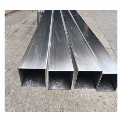 50x50mm साटन ब्रश स्टेनलेस स्टील स्क्वायर ट्यूब 201 304 316, 1.2–3.5mm वॉल थिकनेस